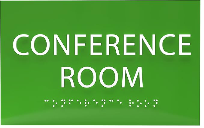 ADA CENTRAL SIGNS - 6" X4" Conference Room Sign - ADA Compliant Tactile Graphics Grade 2 Braille Text Privacy Sign | Wall Mount Plastic Meeting Signs For Schools, Hospitals, Offices, and Apartments