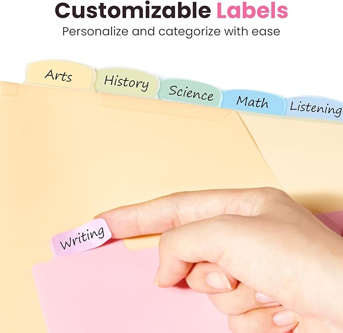 Sooez 8-Tab Binder Dividers with Two Pockets, 8 Tabs Dividers for 3 Ring Binder Organizers, 3-Hole Plastic Sheets Protectors for US Letter Size, School, College, Office Supplies, Pastels, Set of 2