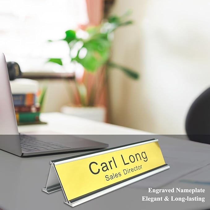 Personalised Double Side Counter Top Sign for Reception Desk Lobby Counter Waiting Room 2"x10"