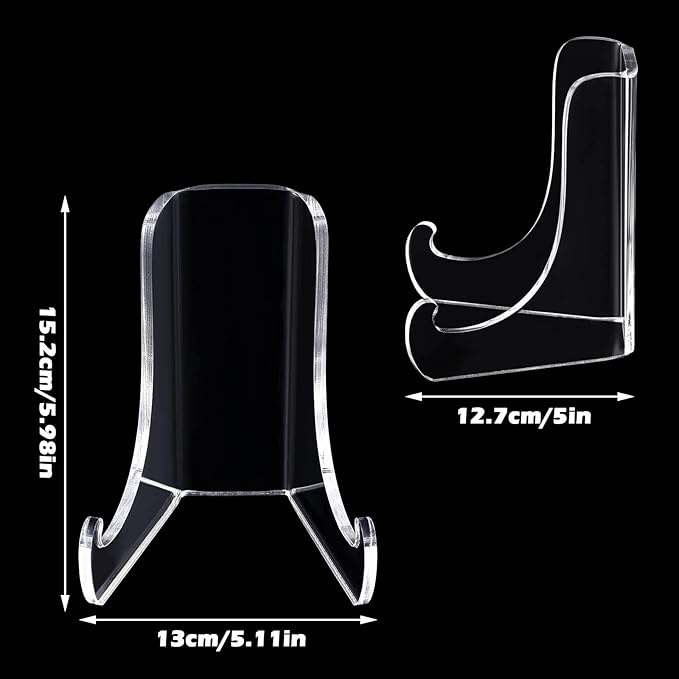 Chunful 2 Pieces Acrylic Plate Stands Clear Acrylic Easels Display Stands with Deep Support Shelves for Display Card Holder Photos Book Picture Table Top Holder Home Decors (5.1 x 5 x 6 Inch)
