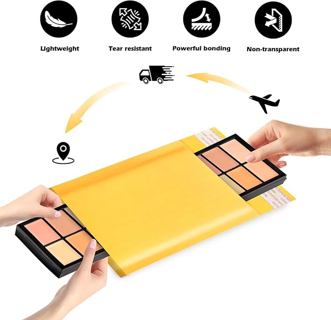 Ctarsthome 52Pack Yellow 3.5x5inch Kraft Bubble Mailers Small Business Mailing Packages Self-Sealing Paper Envelopes, Mailer Shipping Padded Envelopes with Strong Adhesion for Jewelry Makeup Supplies