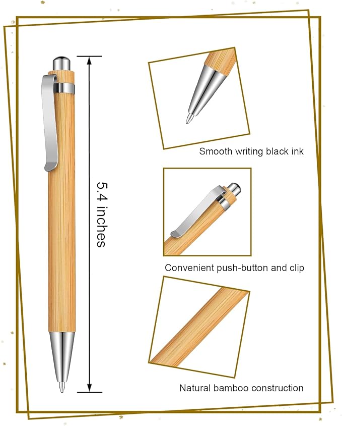 lyforx Bamboo Pens Bulk Wooden Bamboo Pens Engraving Wooden Ballpoint Pen Customizable Gift Pen Bulk 50pcs