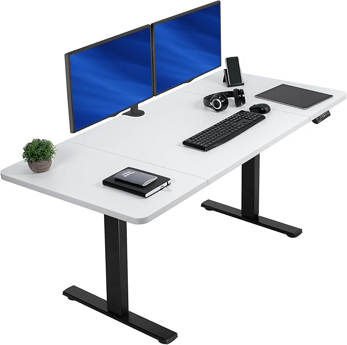 VIVO Electric 60 x 30 in Standing Desk, Memory Height Adjustment, 1B Series, Holds 220 lbs, White Top Black Frame, DESK-KIT-1B6W-30