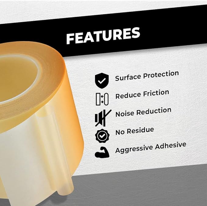 WOD SPT7A UHMW Polyethylene Transparent Film Slick Tape, 2 inch x 10 ft. Aggressive Adhesive - Ideal For Squeak Reduction, Drawers, and Bearings