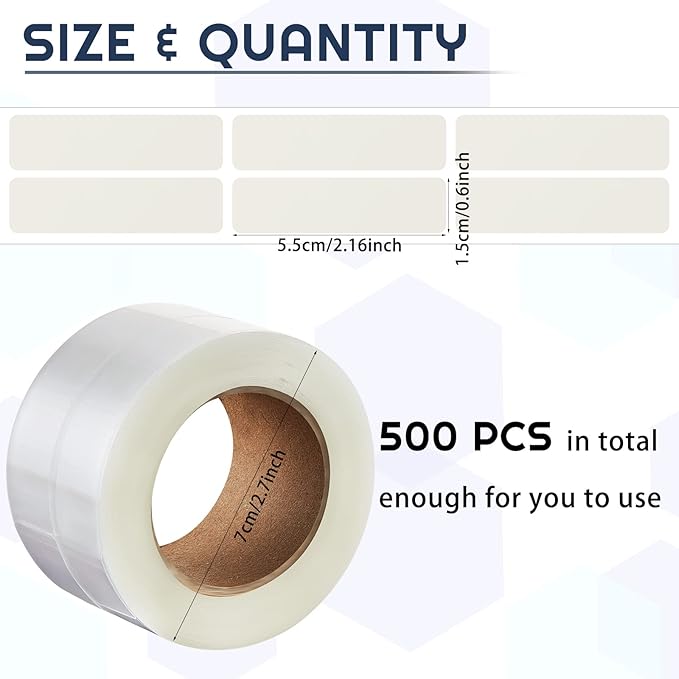 Zonon 500 Pcs Clear Labels Label Protector Clear Stickers Wafer Seals Waterproof Labels for Protecting Barcodes, Numbers and Stickers (0.59 x 2.16 Inch,Rectangle)