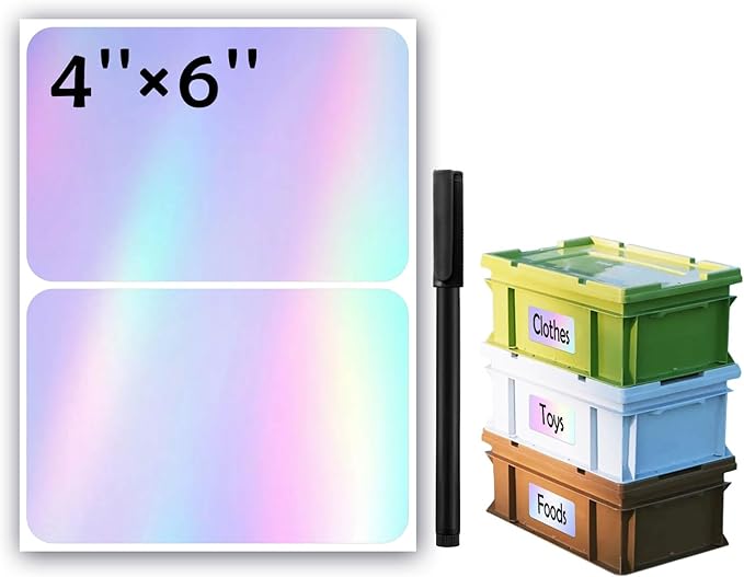 100Pcs Large Laser Labels for Storage Bins,6x4 Inch Removable Labels,Large Labels for Blank Box,Strong Adhesive Tear Resistant No Residue Blank Labels (Laser)