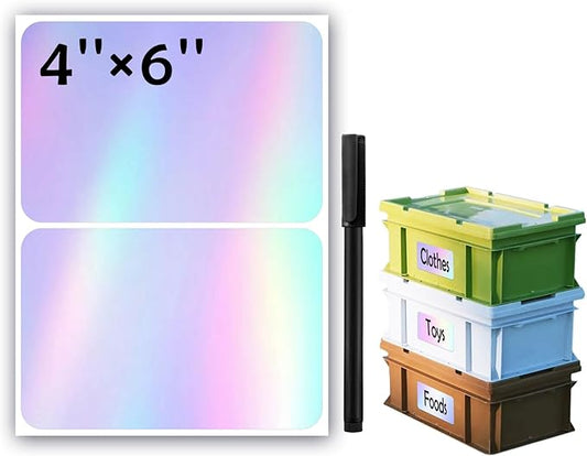 100Pcs Large Laser Labels for Storage Bins,6x4 Inch Removable Labels,Large Labels for Blank Box,Strong Adhesive Tear Resistant No Residue Blank Labels (Laser)