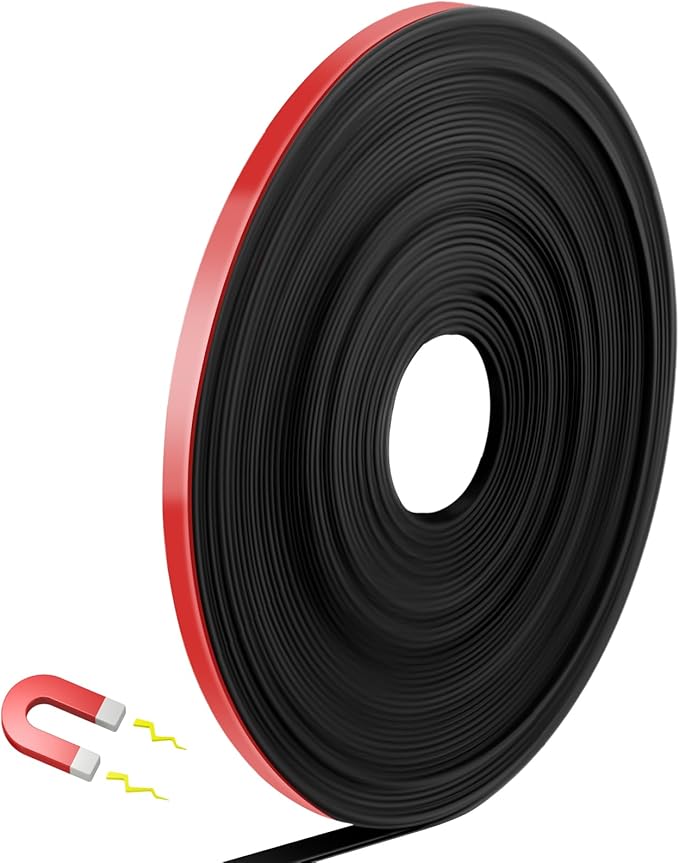 AmazingSpark Magnetic Tape Roll Thin Strips, 1/4 Inch x 33 Feet Magnetic Board Dividers Whiteboard Graphic Decorative Tape Marking Line for Classroom Office Art Accessories(Red)
