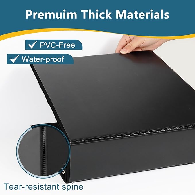 CIXILDTS 3" 3 Ring Binder, Standard 3-Inch Round Ring Binder Fit Letter Size Paper, Presentation View Binders, 10 Packs, Black
