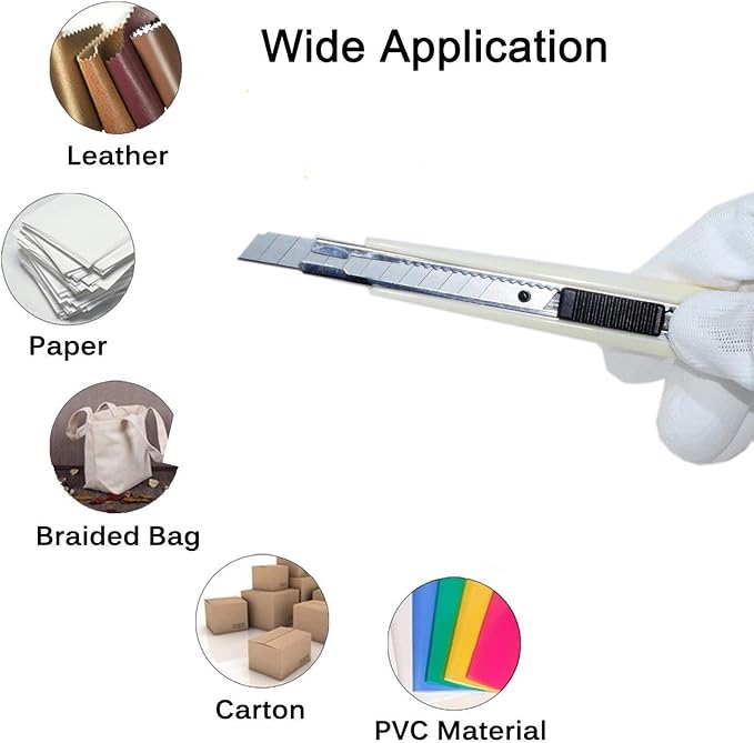 WEKOIL 30Pcs Snap Off Utility Knife Blades with 3 Pcs Delicate 9mm Auto Lock Art Knives Craft Cutters Box Paper Cutters Graphic Knife for Office Home Garage Warehouse,White