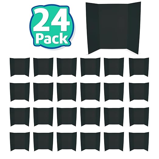 Flipside Products 36” x 48” Project Boards for Presentations, Science Fair, School Projects, Event Displays and Trifold Picture Board, Proudly Made in USA - Black - 24 Pack