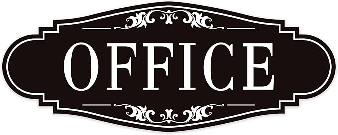 The Office Door Sign for Home and Business，Self-Adhesive Waterproof and Fade-Resistant Modern Office Sign Sticker for House，Business，Door, Window Black