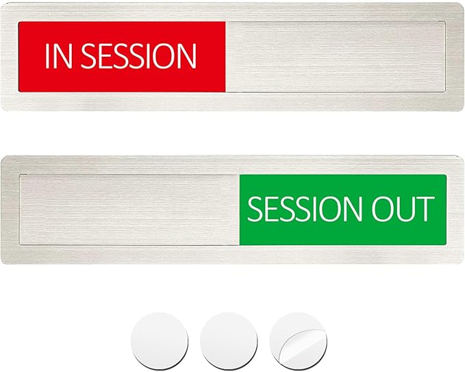 Conference Room Sign,In Session Session Out Privacy Sign for Office Conference Meeting Home,Meeting in Progress Slider,Meeting in Session Indicator Tells Whether Room Vacant or Occupied,7'' x 1.5'' - Stainless Steel,Silver
