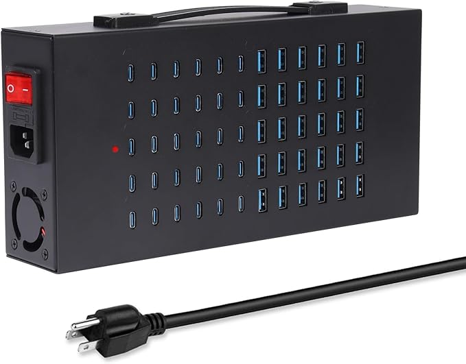400W USB Charging Station, 60 Port USB C Charging Station for Multiple Device, Multi USB Desktop Charger Station with Smart IC Protection, Suitable for Home, Office, Hotels, Schools