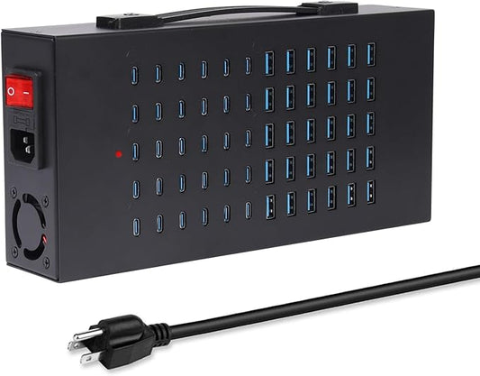 400W USB Charging Station, 60 Port USB C Charging Station for Multiple Device, Multi USB Desktop Charger Station with Smart IC Protection, Suitable for Home, Office, Hotels, Schools