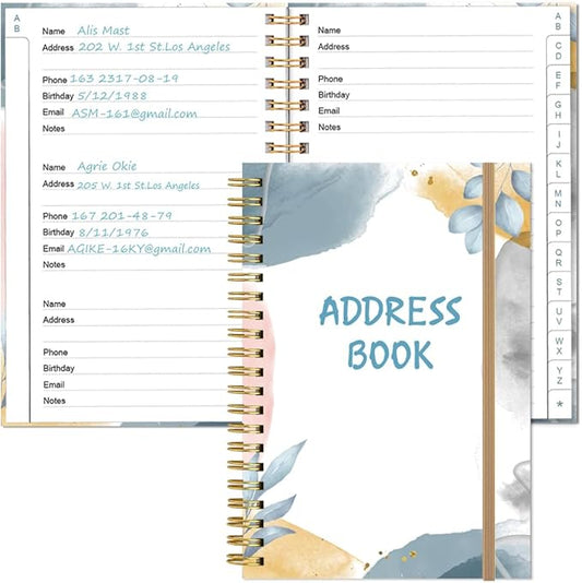 Address Book with Alphabetical Tabs - Telephone & Address Book with Address Contacts, Special Date, Phone, Birthday & Internet Login Password for Home and Office, 4.3" x 6.2", Leaf