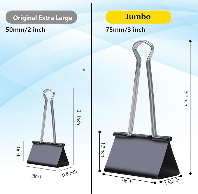 Ufmarine Jumbo Binder Clips 3 inch (18 Pcs), Extra Large Binder Clips Giant for Office Supplies