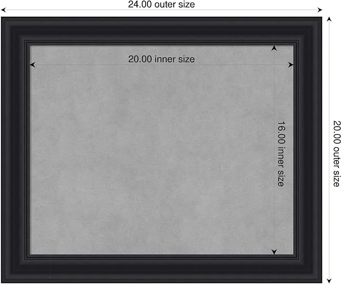 Amanti Art Black Framed Magnetic Board 20x24 Small Vision Board for use with Magnets, 100% Metal Sheet to Display Items as Office Decor or for Home Organization in mudroom, Kitchen or Kids Room