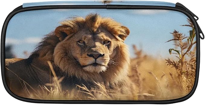 Pardick 3D Lion Pencil Case，Big Capacity Pencil Pouch Coin Pouch Stationery Organizer For Teen School