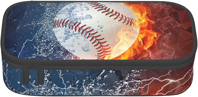 SNAPMADE Baseball Pencil Case Sports Pencil Box for Boys Men, Large Capacity Durable Pencil Pouch Storage Pen Bag Stationary Case with Double Zippers