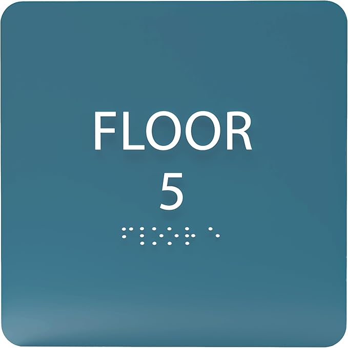 ADA CENTRAL SIGNS - 6" X6" Floor 5 Sign - ADA Compliant Tactile Graphics Grade 2 Braille Text Acrylic Wall Signs - Directional Assistance, Floor Number Safety Sign for Office, school Hospital, Apartment