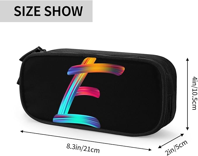Pazacon Cute Initial Pencil Case for Kids Students, Large Capacity Pencil Pouch for Boys Girls, Letter Design Pencil Box Pen Bag Office Stationery Organizer, Rainbow Letter E