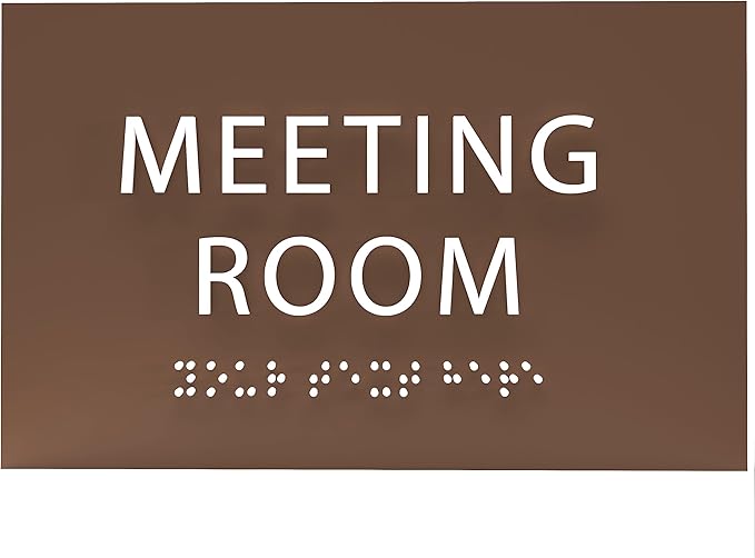 ADA CENTRAL SIGNS - 6" X4" Meeting Room Sign - ADA Compliant Tactile Graphics Grade 2 Braille Text Acrylic Wall Sign | Privacy, Interview, Room Name Sign for Schools, Hospitals, Offices, & Apartments