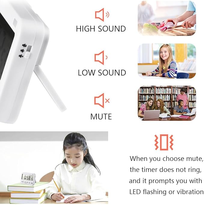 GH 99 Hours Full Featured Timer, Reminder Mode (Vibrate, Sound, Flash), Timing Function (Clock, Alarm, Stopwatch, Countdown, Cycle), Compatible with Pokémon Sleep Plus+, Kitchen Timer Magnetic