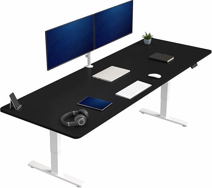 VIVO Large Electric 83 x 30 in Standing Desk, Memory Height Adjustment, 1B Series, Holds 220 lbs, Black Top White Frame, DESK-KIT-1W8B