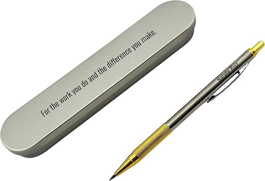 Custom Engraved Mechanical Pencil – Personalized 2.0mm Refillable Drafting Tools – Gift for Architects, Engineers, Students, Designers, Graduation (Chrome w/ Gold Trim Pencil Engraved)