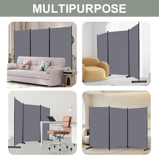 Room Divider 6FT Single Panel Privacy Screen, 102'' Wide Fabric Indoor Room Divider Wall Divider for Room Separation, Portable Room Partitions and Dividers Freestanding Temporary Wall Room Separators