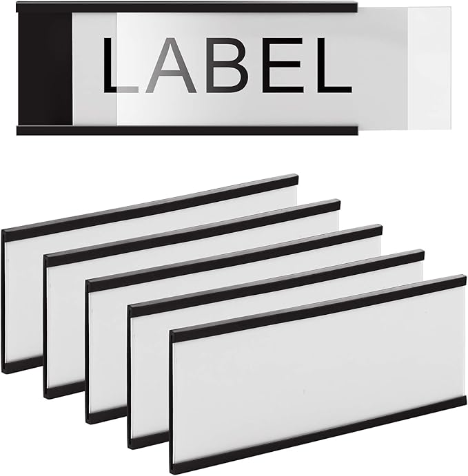 LLPT Magnetic Label Holder 5" x 3" 26 Packs C Channel White Paper Cards Protective Film Strong Removable for Shelf White Board Toolbox Metal Wall Cabinet Drawer(MH53026)