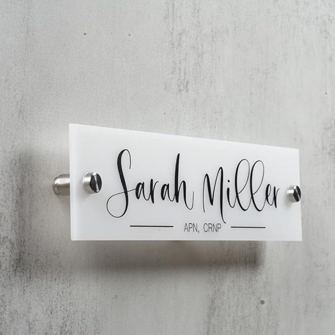 Personalized Office Door Sign, Custom Acrylic Name Plate with Title, Professional Wall Plaque for Business, Home Office, or Desk – Modern Design, Name Plate - 8x2 Executive CEO Sign, New Job Décor 6