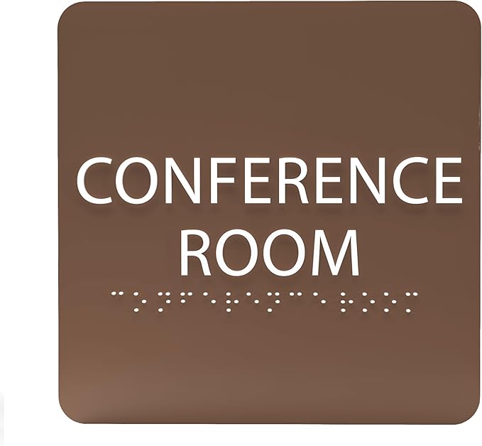 ADA CENTRAL SIGNS - 6" X6" Conference Room Sign- ADA Compliant Tactile Graphics Grade 2 Braille Text Acrylic Wall Signs - Authorized Personnel Only, Meeting Privacy Door Sign for Schools, and Offices