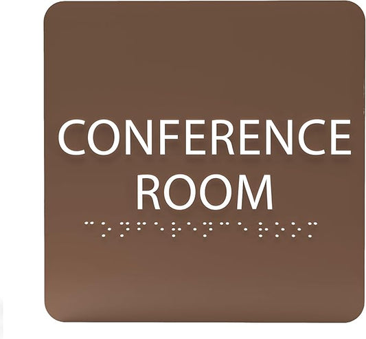 ADA CENTRAL SIGNS - 6" X6" Conference Room Sign- ADA Compliant Tactile Graphics Grade 2 Braille Text Acrylic Wall Signs - Authorized Personnel Only, Meeting Privacy Door Sign for Schools, and Offices
