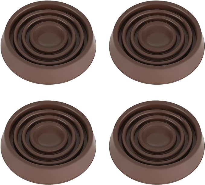 Furniture Coasters, 1.5X1.5 Rubber Caster Cups Non Slip Furniture Pads Non Skid Furnitures Grippers Anti Slide Floor Protector for Bed Couch Table Chair Stoppers - 4 Pack, Brown