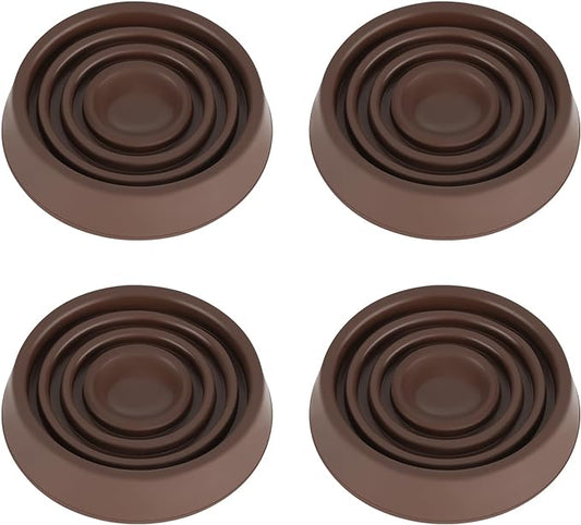 Furniture Coasters, 1.5X1.5 Rubber Caster Cups Non Slip Furniture Pads Non Skid Furnitures Grippers Anti Slide Floor Protector for Bed Couch Table Chair Stoppers - 4 Pack, Brown