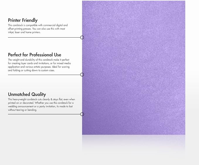 LUXPaper 8.5" x 11" Cardstock | Letter Size | Amethyst Metallic | 105lb. Cover (192lb. Text) | 50 Qty