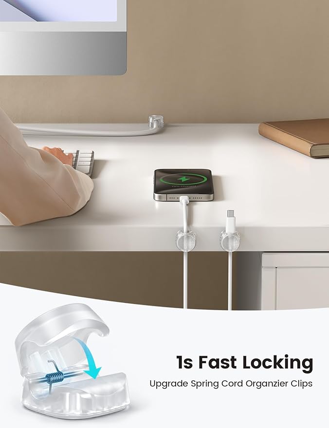 6Pack Cord Organizer, Office Desk Accessories - Lamicall Clear Cable Management Clips, Home Workspace Chritsmas Organization Accessories, Nightstand Desk Decor, Dorm Room Desktop Gadget Essentials