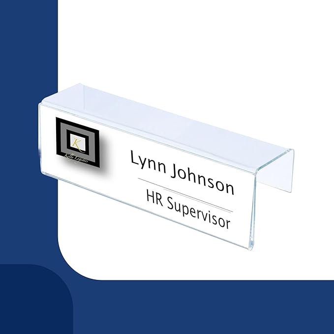 20-Pack 6" x 4" Acrylic Name Plate Holders – Hook-Style Name Tag Display for Cubicle Walls, Office Doors, or Panels by Plastic Products Mfg.