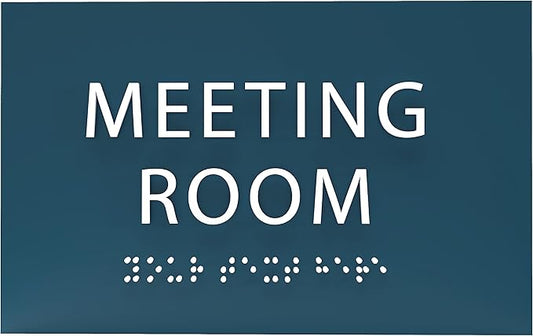 ADA CENTRAL SIGNS - 6" X4" Meeting Room Sign - ADA Compliant Tactile Graphics Grade 2 Braille Text Acrylic Wall Sign | Privacy, Interview, Room Name Sign for Schools, Hospitals, Offices, & Apartments
