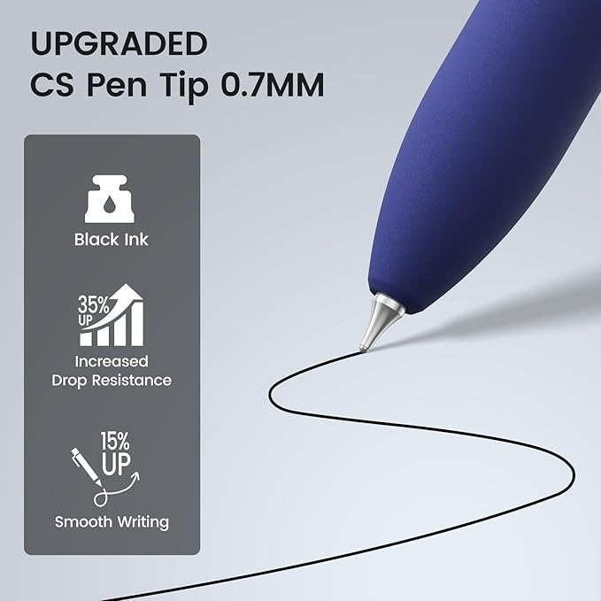 JIMMIDDA 8Pcs Black Gel Pens - 0.7mm Medium Point Black Ink Pens | Smooth Writing - Quick Drying Retractable Pen for Men Women (Vintage - 8Pcs)
