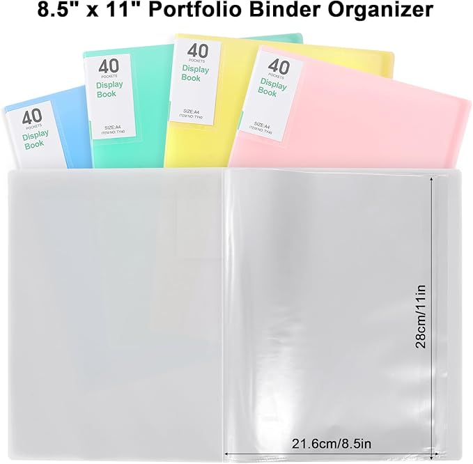 Phyxin 60-Pocket Portfolio Binder Organizer, Binder Sheet Protectors 8.5" x 11", Displaying 120 Page Plastic Folders for Documents, Document Organizer for Concert, Artwork, School & Office Use, White