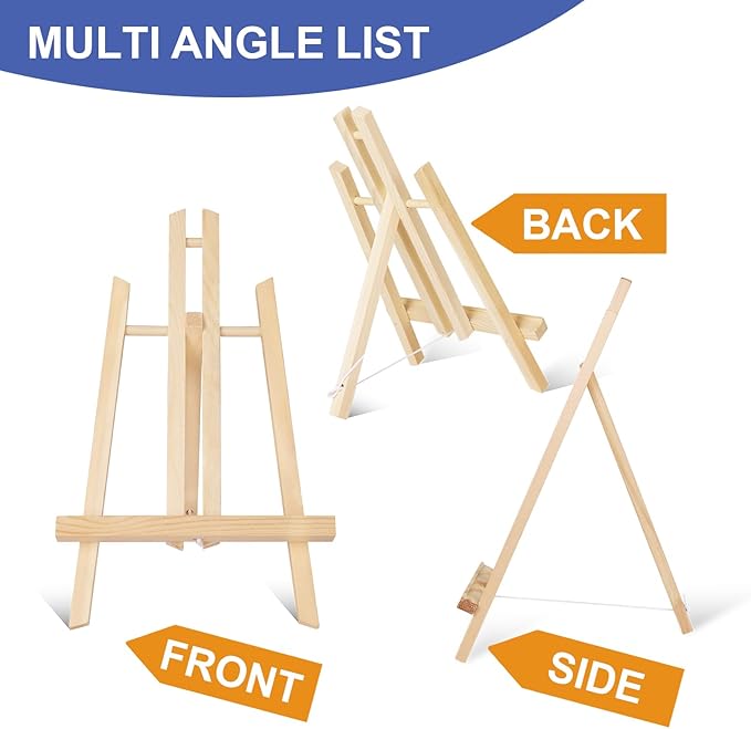 ESRICH 2 Pack 11.8" Wood Easels,Tabletop Easel for Painting,Painting Party, Displaying Canvases, Kids Student Table School Desktop, Portable Canvas Photo Picture Sign Holder