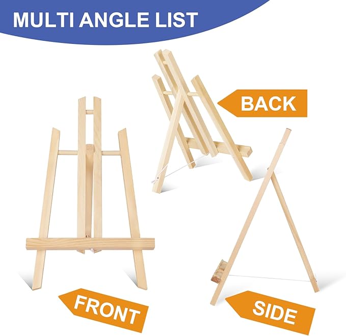 ESRICH 24 Pack 11.8" Wood Easels,Tabletop Easel for Painting,Painting Party, Displaying Canvases, Kids Student Table School Desktop, Portable Canvas Photo Picture Sign Holder