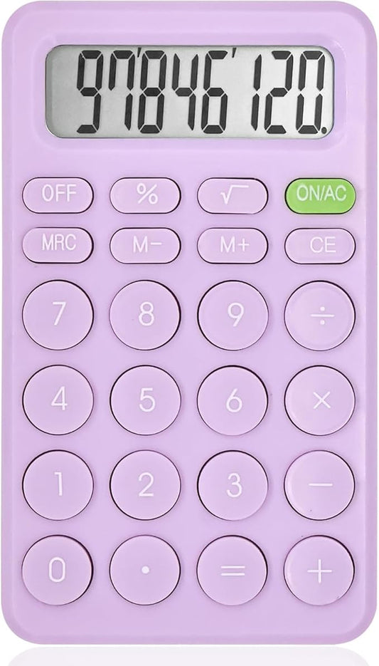 Cute Calculator, Basic Four Function for Teachers Students Basics Office, Small Handheld Calculators, 8 Digit with LCD Display, Sensitive Button, 5.5×3.2 inches Purple