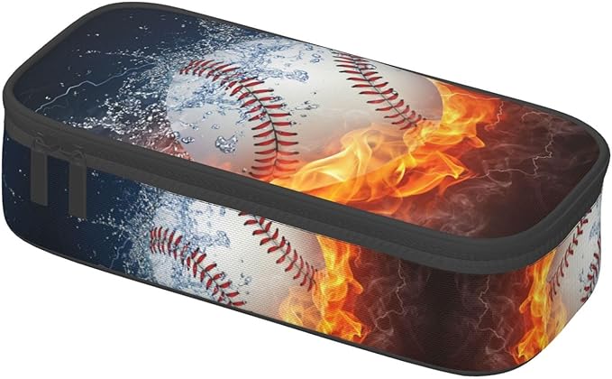HKHEHOP Baseball Ball Pencil Case Big Capacity Storage Pencil Pouch Stationery Bags With Zipper Portable Pen Holder Box Organizer For Boys Girls Teens Student College School Office Supplies