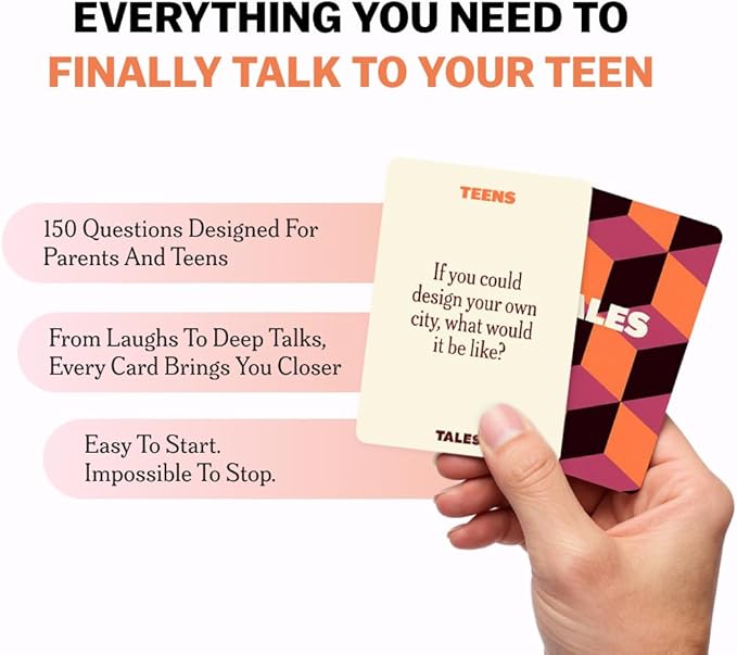 TALES Conversation Cards, Teens Edition 150 Count, Fun Family Games for Teens, Perfect for Dinners, Road Trips, Classrooms & Game Nights, Gifts & Gatherings, Conversation Starters to Spark Creativity