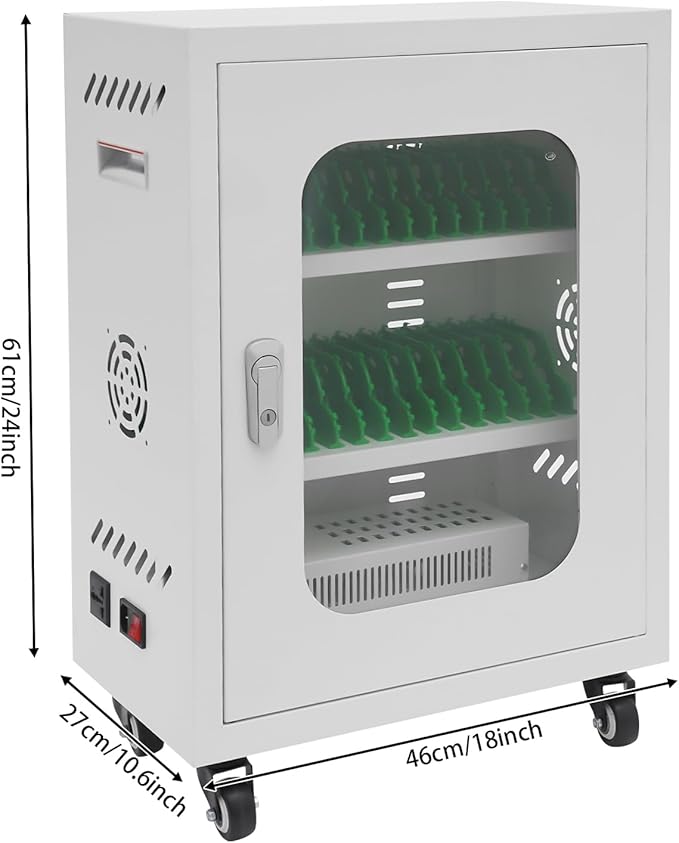 Rechargeable Mobile Phone Charging Cabinet,30 Slots Cell Phones Charging Station Portable Cellphone Charging Cart with Combination Lock, for Students and Employees, Tourists (30-Slots)