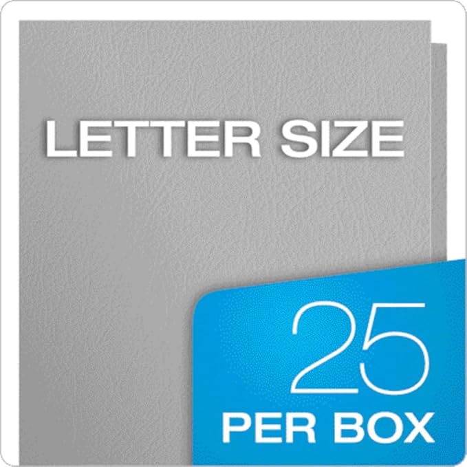 Oxford Twin-Pocket Folders, Textured Paper, Letter Size, Gray, Holds 100 Sheets, Box of 25 (57505EE)